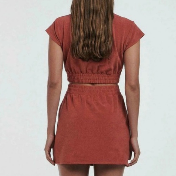 Anthropologie Charlie Holiday Soleil Mini Skirt Set - Rust - Size M Skirt/L Top - Picture 2 of 11
